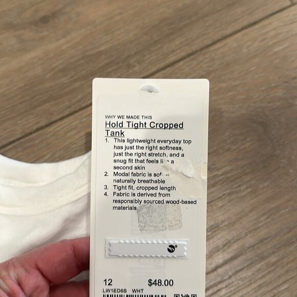 LULULEMON White Ribbed Hold Tight Cropped Soft Lightweight Tank Top Size 12 - Picture 9 of 11